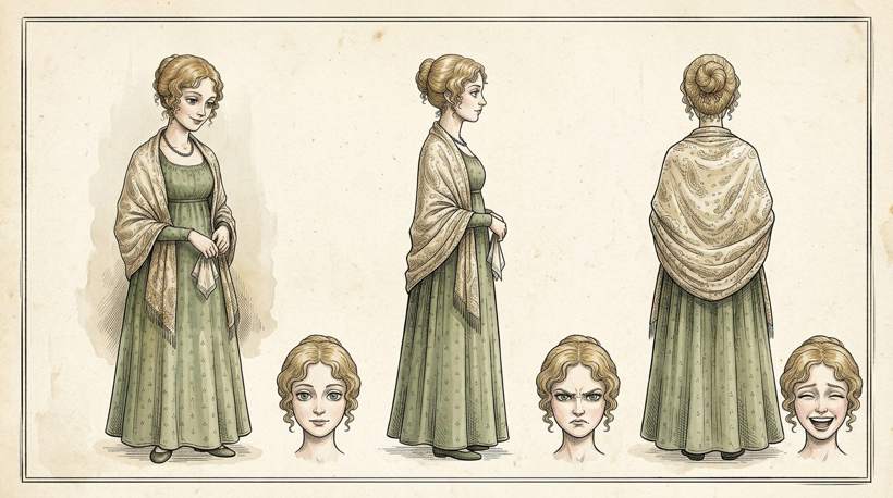 Front, side and back views