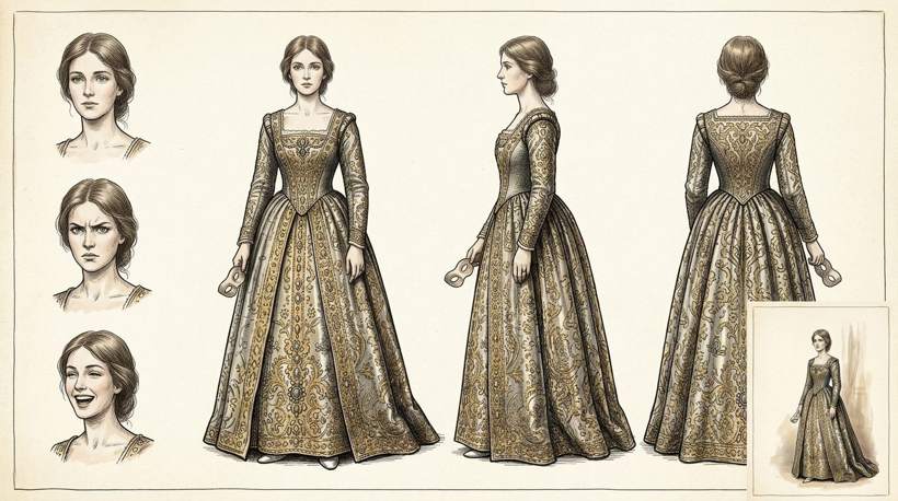 Front, side and back views