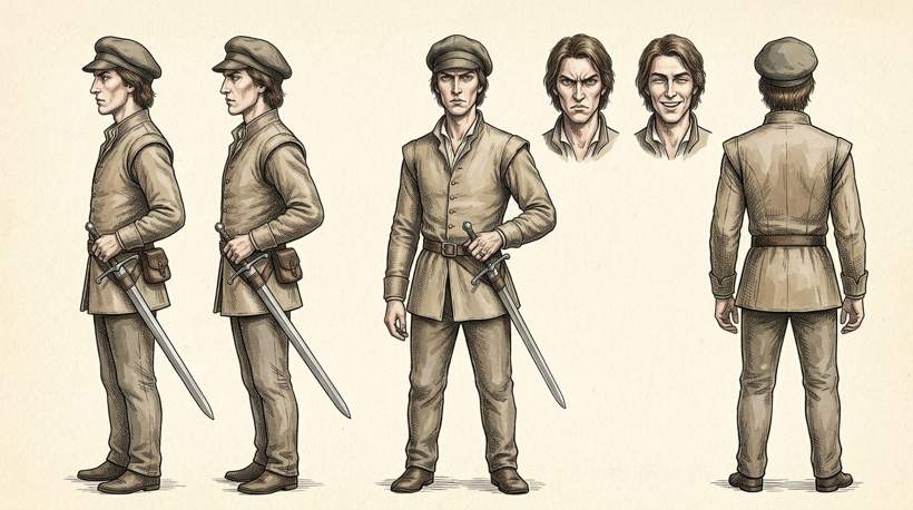 Front, side and back views