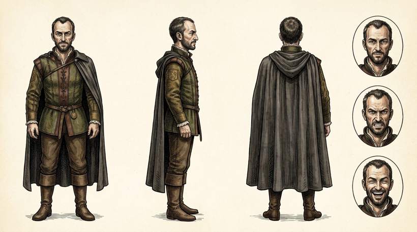 Front, side and back views