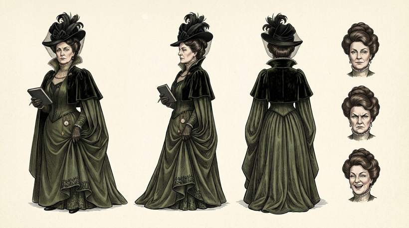 Front, side and back views
