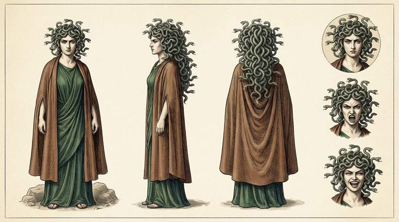 Front, side and back views
