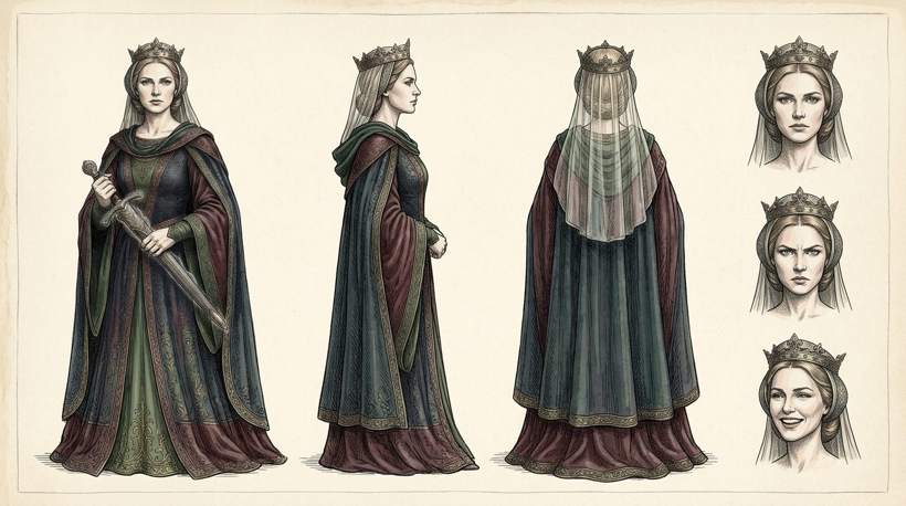 Front, side and back views
