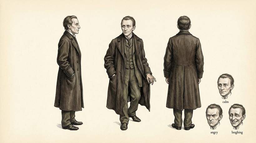 Front, side and back views