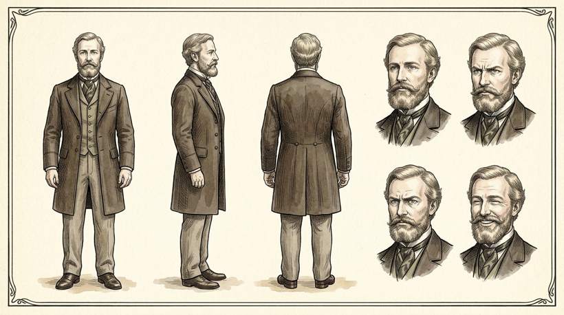 Front, side and back views