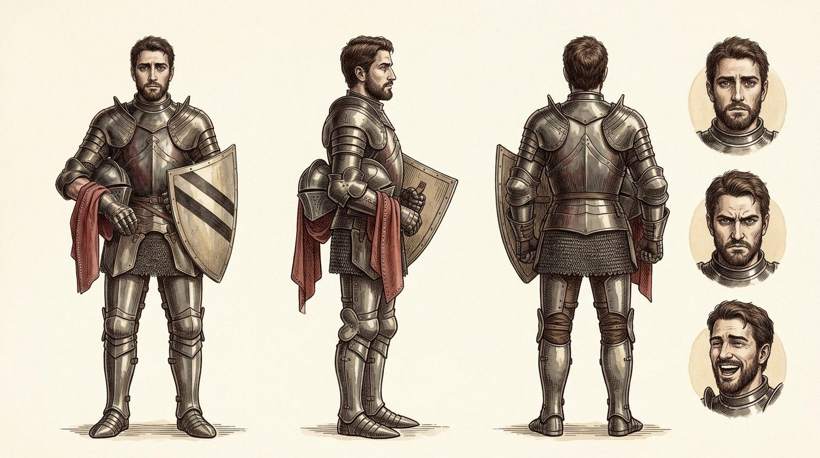 Front, side and back views