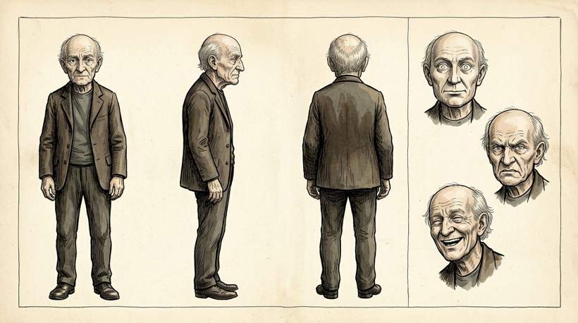 Front, side and back views