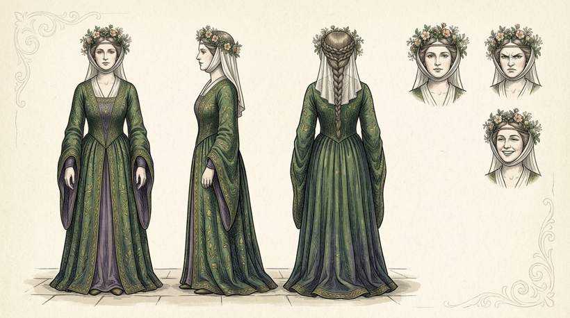 Front, side and back views